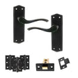 Quality image of Old English Warwick Door Handle Pack (Latch Set - 3" CE Latch, 3" Fire Rated Hinges x3) - Matt Black | Sku. adpoe178lmb2 | available from Trade Door Handles.