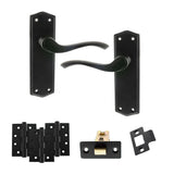 Quality image of Old English Warwick Door Handle Pack (Latch Set - 3" CE Latch, 4" Fire Rated Hinges x3) - Matt Black | Sku. adpoe178lmb4 | available from Trade Door Handles.