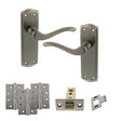 Quality image of Old English Warwick Door Handle Pack (Latch Set - 2.5" CE Latch, 4" Fire Rated Hinges x3) - Matt Gun Metal | Sku. adpoe178lmbn3 | available from Trade Door Handles.