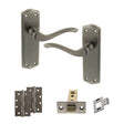 Quality image of Old English Warwick Door Handle Pack (Latch Set - 2.5" CE Latch, 4" Slim Knuckle Hinges x2) - Matt Gun Metal | Sku. adpoe178lmbn5 | available from Trade Door Handles.