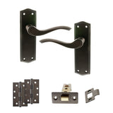 Quality image of Old English Warwick Door Handle Pack (Latch Set - 3" CE Latch, 4" Slim Knuckle Hinges x2) - Urban Dark Bronze | Sku. adpoe178ludb6 | available from Trade Door Handles.