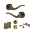 Quality image of Old English Warwick Door Handle Pack (Bathroom Set - 2.5" CE Bathroom Lock, 4" Slim Knuckle Hinges x2) - Matt Antique Brass | Sku. adpoe178mab12 | available from Trade Door Handles.