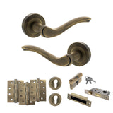 Quality image of Old English Warwick Door Handle Pack (Euro Lock Set - 3" CE Sashlock, 4" Fire Rated Hinges x3) - Matt Antique Brass | Sku. adpoe178mab23 | available from Trade Door Handles.