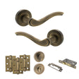 Quality image of Old English Warwick Door Handle Pack (Bathroom Set - 2.5" CE Bathroom Lock, 3" Fire Rated Hinges x3) - Matt Antique Brass | Sku. adpoe178mab8 | available from Trade Door Handles.