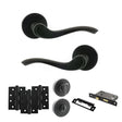 Quality image of Old English Warwick Door Handle Pack (Bathroom Set - 3" CE Bathroom Lock, 4" Fire Rated Hinges x3) - Matt Black | Sku. adpoe178mb11 | available from Trade Door Handles.