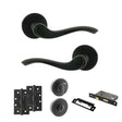 Quality image of Old English Warwick Door Handle Pack (Bathroom Set - 2.5" CE Bathroom Lock, 4" Slim Knuckle Hinges x2) - Matt Black | Sku. adpoe178mb12 | available from Trade Door Handles.