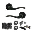 Quality image of Old English Warwick Door Handle Pack (Euro Lock Set - 3" CE Sashlock, 3" Fire Rated Hinges x3) - Matt Black | Sku. adpoe178mb21 | available from Trade Door Handles.