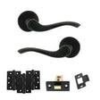Quality image of Old English Warwick Door Handle Pack (Latch Set - 3" CE Latch, 4" Fire Rated Hinges x3) - Matt Black | Sku. adpoe178mb4 | available from Trade Door Handles.