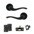 Quality image of Old English Warwick Door Handle Pack (Latch Set - 3" CE Latch, 4" Slim Knuckle Hinges x2) - Matt Black | Sku. adpoe178mb6 | available from Trade Door Handles.