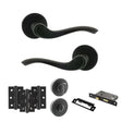 Quality image of Old English Warwick Door Handle Pack (Bathroom Set - 2.5" CE Bathroom Lock, 3" Fire Rated Hinges x3) - Matt Black | Sku. adpoe178mb8 | available from Trade Door Handles.
