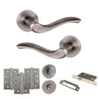 Quality image of Old English Warwick Door Handle Pack (Bathroom Set - 3" CE Bathroom Lock, 4" Fire Rated Hinges x3) - Matt Gun Metal | Sku. adpoe178mbn11 | available from Trade Door Handles.