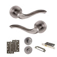 Quality image of Old English Warwick Door Handle Pack (Bathroom Set - 2.5" CE Bathroom Lock, 4" Slim Knuckle Hinges x2) - Matt Gun Metal | Sku. adpoe178mbn12 | available from Trade Door Handles.