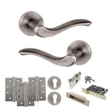 Quality image of Old English Warwick Door Handle Pack (Euro Lock Set - 2.5" CE Sashlock, 4" Fire Rated Hinges x3) - Matt Gun Metal | Sku. adpoe178mbn22 | available from Trade Door Handles.