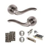 Quality image of Old English Warwick Door Handle Pack (Euro Lock Set - 3" CE Sashlock, 4" Slim Knuckle Hinges x2) - Matt Gun Metal | Sku. adpoe178mbn25 | available from Trade Door Handles.