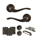 Quality image of Old English Warwick Door Handle Pack (Bathroom Set - 2.5" CE Bathroom Lock, 4" Fire Rated Hinges x3) - Urban Dark Bronze | Sku. adpoe178udb10 | available from Trade Door Handles.