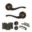 Quality image of Old English Warwick Door Handle Pack (Bathroom Set - 3" CE Bathroom Lock, 4" Fire Rated Hinges x3) - Urban Dark Bronze | Sku. adpoe178udb11 | available from Trade Door Handles.