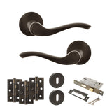 Quality image of Old English Warwick Door Handle Pack (3 Lever Lock Set - 2.5" CE Sashlock, 3" Fire Rated Hinges x3) - Urban Dark Bronze | Sku. adpoe178udb14 | available from Trade Door Handles.