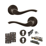 Quality image of Old English Warwick Door Handle Pack (Euro Lock Set - 2.5" CE Sashlock, 4" Slim Knuckle Hinges x2) - Urban Dark Bronze | Sku. adpoe178udb24 | available from Trade Door Handles.