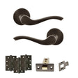 Quality image of Old English Warwick Door Handle Pack (Latch Set - 3" CE Latch, 4" Fire Rated Hinges x3) - Urban Dark Bronze | Sku. adpoe178udb4 | available from Trade Door Handles.