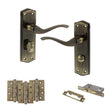 Quality image of Old English Warwick Door Handle Pack (Bathroom Set - 2.5" CE Bathroom Lock, 4" Fire Rated Hinges x3) - Antique Brass | Sku. adpoe178wcab10 | available from Trade Door Handles.