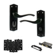 Quality image of Old English Warwick Door Handle Pack (Bathroom Set - 2.5" CE Bathroom Lock, 4" Fire Rated Hinges x3) - Matt Black | Sku. adpoe178wcmb10 | available from Trade Door Handles.