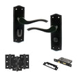 Quality image of Old English Warwick Door Handle Pack (Bathroom Set - 2.5" CE Bathroom Lock, 3" Fire Rated Hinges x3) - Matt Black | Sku. adpoe178wcmb8 | available from Trade Door Handles.