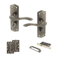 Quality image of Old English Warwick Door Handle Pack (Bathroom Set - 2.5" CE Bathroom Lock, 4" Slim Knuckle Hinges x2) - Matt Gun Metal | Sku. adpoe178wcmbn12 | available from Trade Door Handles.