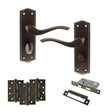 Quality image of Old English Warwick Door Handle Pack (Bathroom Set - 2.5" CE Bathroom Lock, 4" Fire Rated Hinges x3) - Urban Dark Bronze | Sku. adpoe178wcudb10 | available from Trade Door Handles.