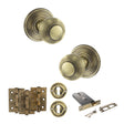 Quality image of Old English Ripon Door Knob Pack (Lock Set - Horizontal Sashlock, 3" Fire Rated Hinges x3) - Antique Brass | Sku. adpoe50rmkab69 | available from Trade Door Handles.