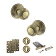 Quality image of Old English Ripon Door Knob Pack (Lock Set - Horizontal Sashlock, 4" Slim Knuckle Hinges x2) - Antique Brass | Sku. adpoe50rmkab73 | available from Trade Door Handles.