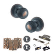 Quality image of Old English Ripon Door Knob Pack (Lock Set - 3" Latch & Deadlock, 4" Fire Rated Hinges x3) - Antique Copper | Sku. adpoe50rmkac67 | available from Trade Door Handles.