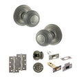 Quality image of Old English Ripon Door Knob Pack (Bathroom Set - 4" Deadbolt, 4" Slim Knuckle Hinges x2) - Distressed Silver | Sku. adpoe50rmkds65 | available from Trade Door Handles.