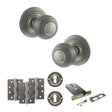 Quality image of Old English Ripon Door Knob Pack (Lock Set - Horizontal Sashlock, 3" Fire Rated Hinges x3) - Distressed Silver | Sku. adpoe50rmkds69 | available from Trade Door Handles.