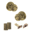 Quality image of Old English Ripon Door Knob Pack (Latch Set - 3" HD Latch, 4" Slim Knuckle Hinges x2) - Matt Antique Brass | Sku. adpoe50rmkmab58 | available from Trade Door Handles.