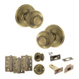 Quality image of Old English Ripon Door Knob Pack (Bathroom Set - 3" Deadbolt, 4" Fire Rated Hinges x3) - Matt Antique Brass | Sku. adpoe50rmkmab62 | available from Trade Door Handles.
