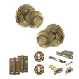 Quality image of Old English Ripon Door Knob Pack (Lock Set - 3" Latch & Deadlock, 4" Slim Knuckle Hinges x2) - Matt Antique Brass | Sku. adpoe50rmkmab68 | available from Trade Door Handles.