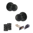 Quality image of Old English Ripon Door Knob Pack (Latch Set - 4" HD Latch, 4" Slim Knuckle Hinges x2) - Matt Black | Sku. adpoe50rmkmb59 | available from Trade Door Handles.