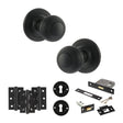 Quality image of Old English Ripon Door Knob Pack (Lock Set - 3" Latch & Deadlock, 3" Fire Rated Hinges x3) - Matt Black | Sku. adpoe50rmkmb66 | available from Trade Door Handles.