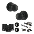 Quality image of Old English Ripon Door Knob Pack (Lock Set - 3" Latch & Deadlock, 4" Fire Rated Hinges x3) - Matt Black | Sku. adpoe50rmkmb67 | available from Trade Door Handles.