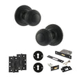 Quality image of Old English Ripon Door Knob Pack (Lock Set - 3" Latch & Deadlock, 4" Slim Knuckle Hinges x2) - Matt Black | Sku. adpoe50rmkmb68 | available from Trade Door Handles.
