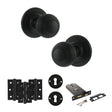 Quality image of Old English Ripon Door Knob Pack (Lock Set - Horizontal Sashlock, 3" Fire Rated Hinges x3) - Matt Black | Sku. adpoe50rmkmb69 | available from Trade Door Handles.