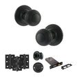 Quality image of Old English Ripon Door Knob Pack (Lock Set - Horizontal Bathlock, 3" Fire Rated Hinges x3) - Matt Black | Sku. adpoe50rmkmb70 | available from Trade Door Handles.