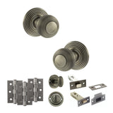 Quality image of Old English Ripon Door Knob Pack (Bathroom Set - 3" Deadbolt, 3" Fire Rated Hinges x3) - Matt Gun Metal | Sku. adpoe50rmkmbn60 | available from Trade Door Handles.