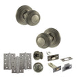 Quality image of Old English Ripon Door Knob Pack (Bathroom Set - 3" Deadbolt, 4" Fire Rated Hinges x3) - Matt Gun Metal | Sku. adpoe50rmkmbn62 | available from Trade Door Handles.