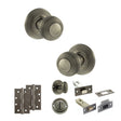 Quality image of Old English Ripon Door Knob Pack (Bathroom Set - 3" Deadbolt, 4" Slim Knuckle Hinges x2) - Matt Gun Metal | Sku. adpoe50rmkmbn64 | available from Trade Door Handles.