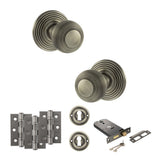 Quality image of Old English Ripon Door Knob Pack (Lock Set - Horizontal Sashlock, 3" Fire Rated Hinges x3) - Matt Gun Metal | Sku. adpoe50rmkmbn69 | available from Trade Door Handles.