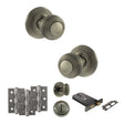 Quality image of Old English Ripon Door Knob Pack (Lock Set - Horizontal Bathlock, 3" Fire Rated Hinges x3) - Matt Gun Metal | Sku. adpoe50rmkmbn70 | available from Trade Door Handles.