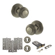 Quality image of Old English Ripon Door Knob Pack (Lock Set - Horizontal Sashlock, 4" Fire Rated Hinges x3) - Matt Gun Metal | Sku. adpoe50rmkmbn71 | available from Trade Door Handles.