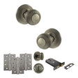Quality image of Old English Ripon Door Knob Pack (Lock Set - Horizontal Bathlock, 4" Fire Rated Hinges x3) - Matt Gun Metal | Sku. adpoe50rmkmbn72 | available from Trade Door Handles.