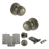 Quality image of Old English Ripon Door Knob Pack (Lock Set - Horizontal Bathlock, 4" Fire Rated Hinges x3) - Matt Gun Metal | Sku. adpoe50rmkmbn72 | available from Trade Door Handles.
